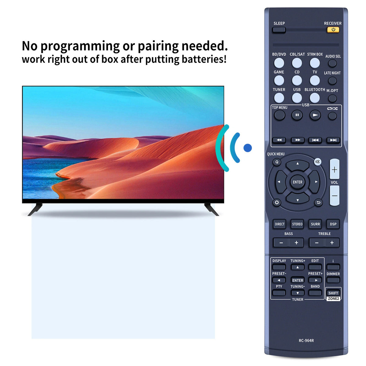 RC-964R Remote Control For Onkyo AV Receiver RT8300964000010S TX-SR383