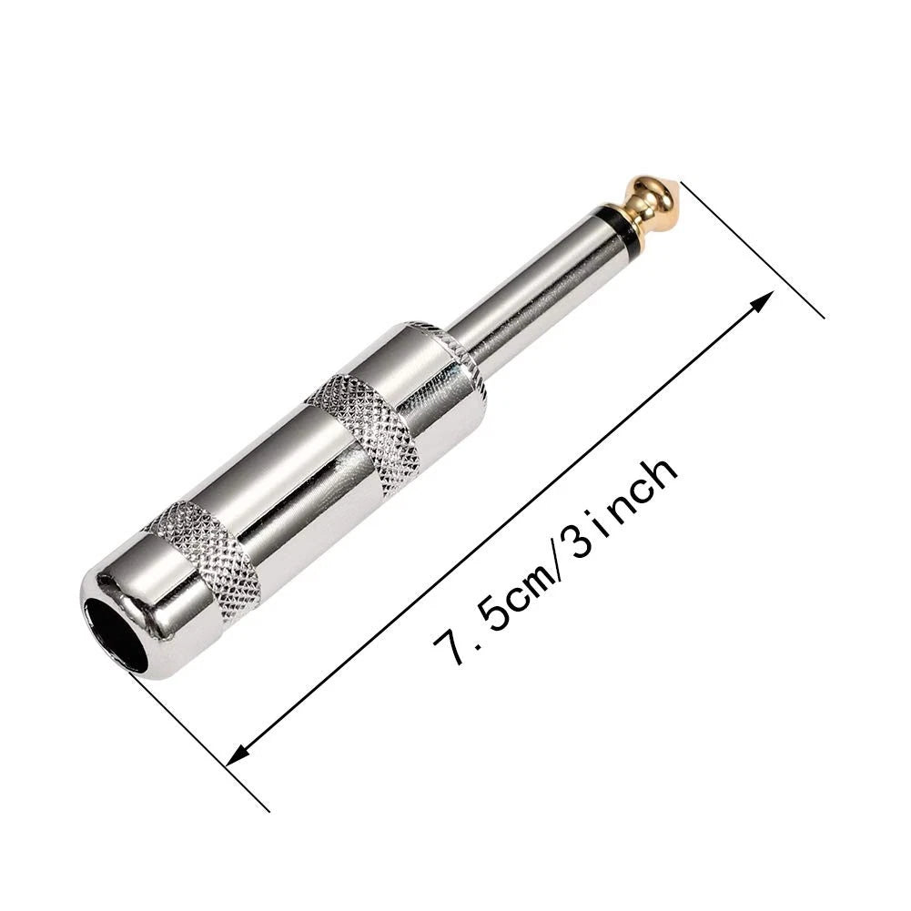 HSP-HSWITI Audio 1/4" TS Plug, 6.35mm Heavy (6.35mm), Silver Straight