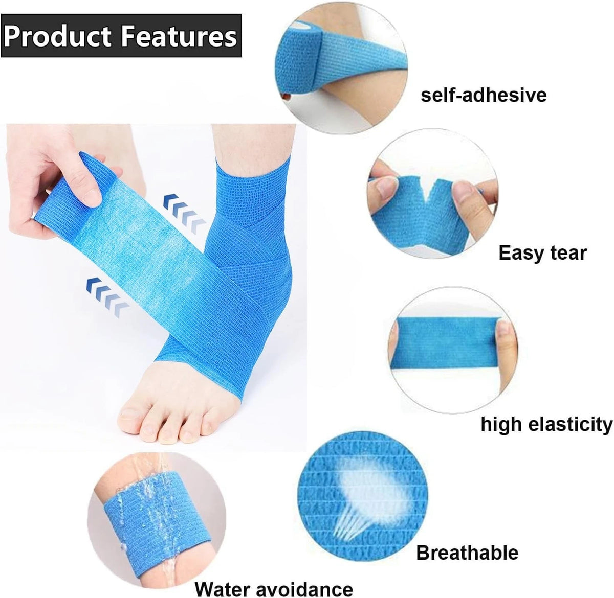15 Pack Self Adhesive Bandage Wrap 2 Inch x 5 Yards Self-Adherent 2IN, Mix-15