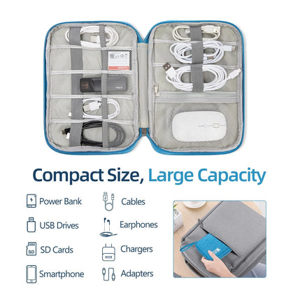 ZBEZBE Electronics Organizer Travel 9.45" L x 6.69" W x 1.18" H, sky blue
