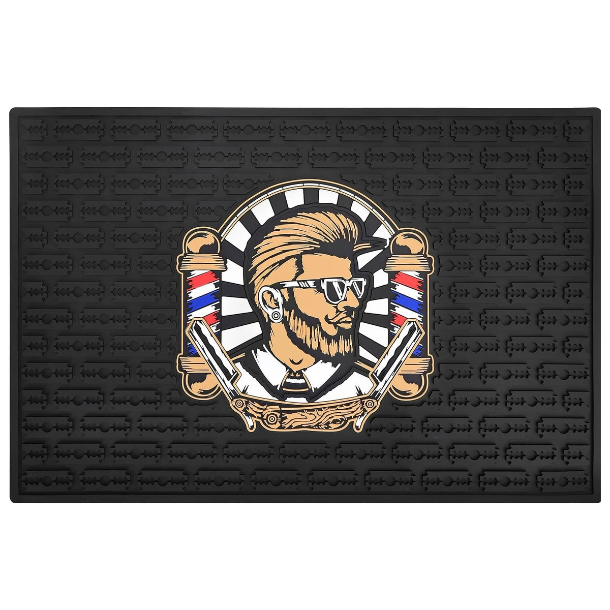 Non-Slip barber mats for clippers, Flexible Rubber Barber C 17.7x11.8, Black