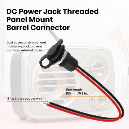 DALQUIS 10A DC-099 Power Jack Cord Socket, 5.5x2.1MM Threaded