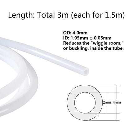 Aokin 2 Pcs PTFE Bowden Tubing (1.5m/Pcs White) for 1.75mm 2Pcs 1.5m White