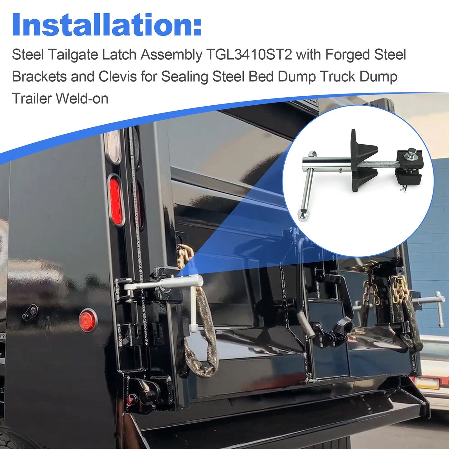 Steel Tailgate Latch Assembly with Forged Steel Brackets, Replaces TGL3410ST