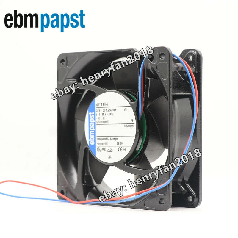 Ebmpapst 4114NH4 Axial Fan 24V 1.25A 30W 120*120*38MM 2-wire Cabinet Cooling Fan
