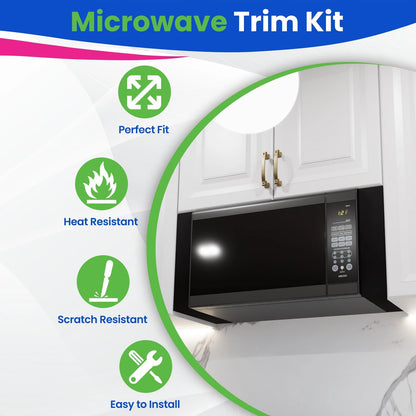 Universal Microwave Trim Kit - Black metal 15.75”H x 10.75”D x 2.95"W,