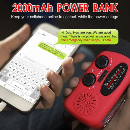 RunningSnail Hand Crank Radio with LED 5L x 1.8W x 2.4H Inch, 087-Red