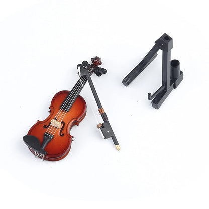 Dselvgvu Wooden Miniature Violin with 3.15"x1.18"x0.59", 3.15"x1.18"x0.59"