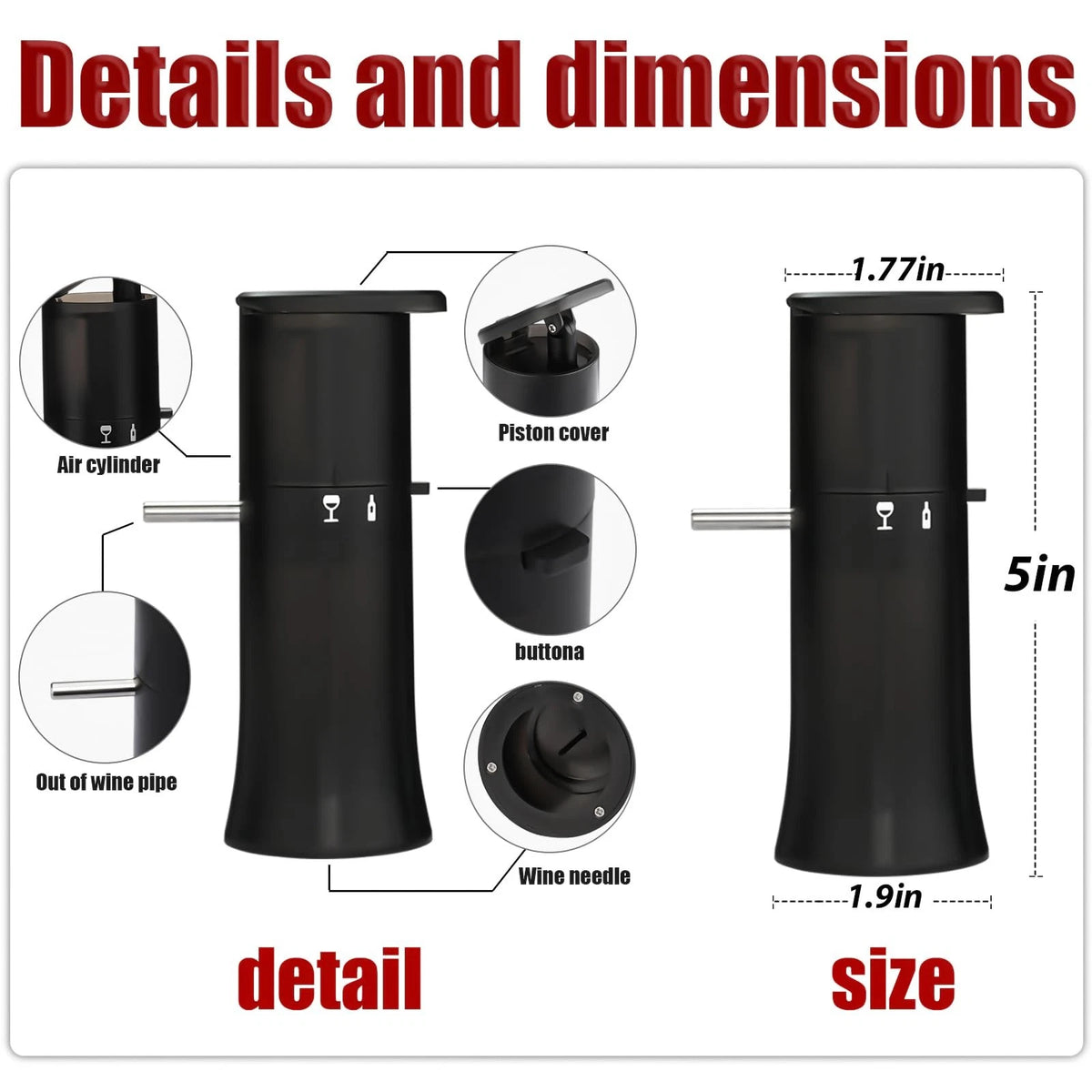 Vacuum Wine Dispenser, Multifunctional Aerator, Small, A1