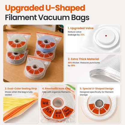 20 PCS U-Shaped 3D Filament Storage Bags Kit, Printer Accessories for...