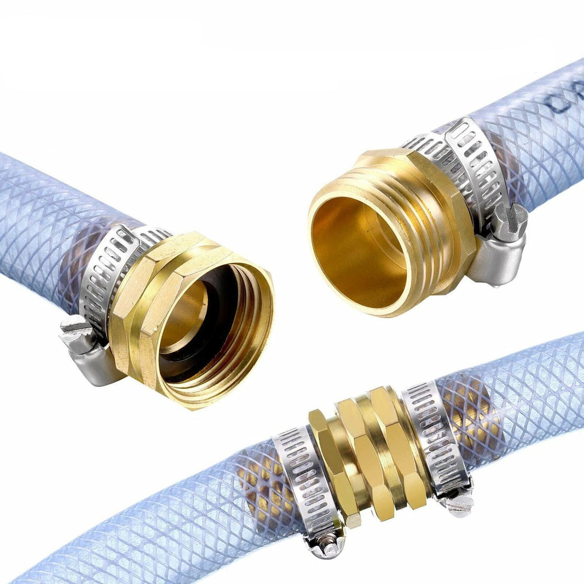 Garden Brass Mender End Repair Kit Hose 3/4" Male Female 3 Pack Quick Connector