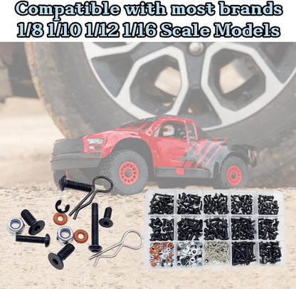 500pcs RC Screws Kit,RC for Traxxas Arrma Axial Redcat One Size, Black