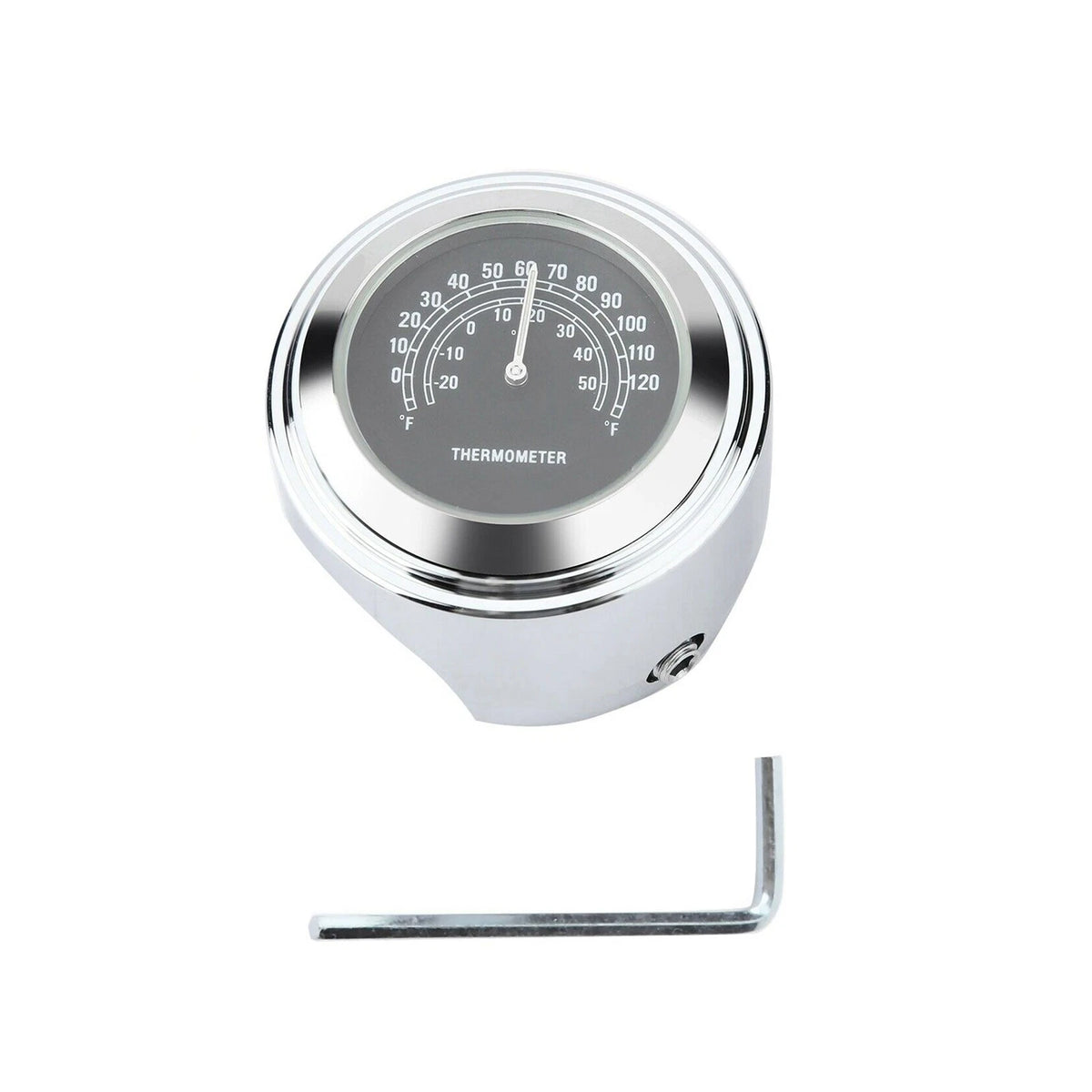Waterproof Motorcycle Mobike Front Chrome Handlebar Mount Thermometer Luminous