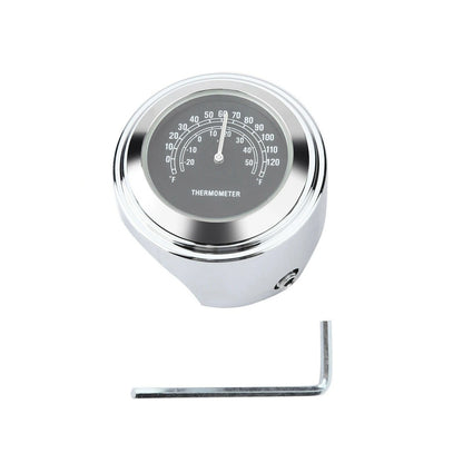 Waterproof Motorcycle Mobike Front Chrome Handlebar Mount Thermometer Luminous