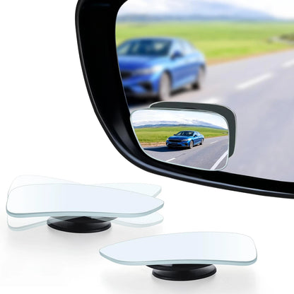 LivTee Blind Spot Car Mirror, HD Glass Frameless Adhesive Mount, Wedge-Shaped
