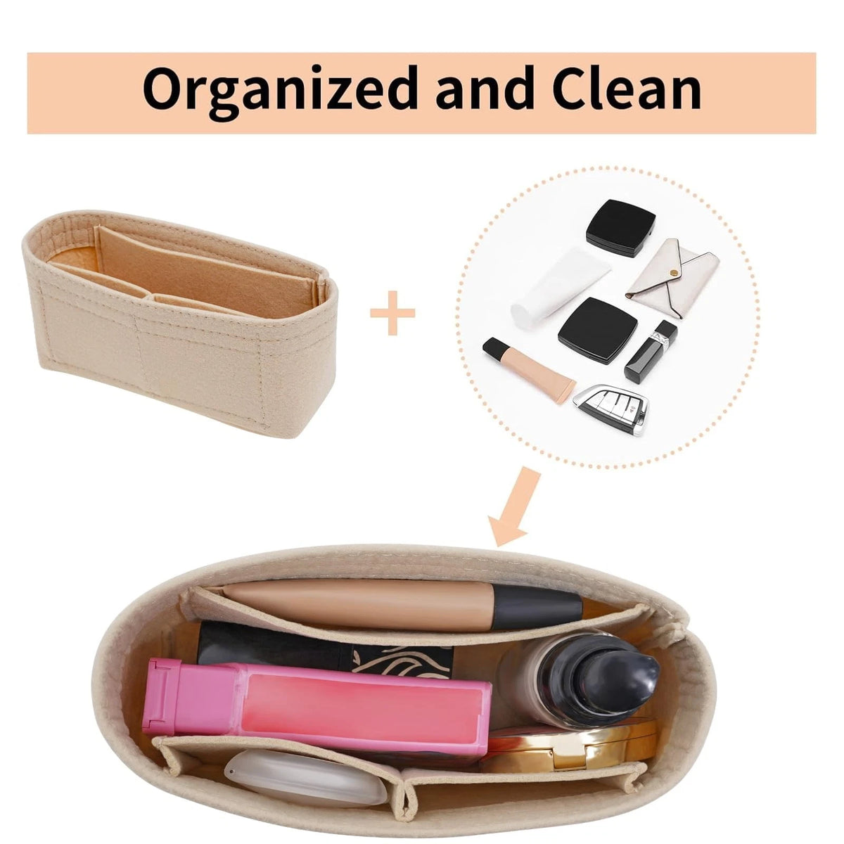 LOUKAYCCI 2 Kit Mini Bag Leather Shoulder Strap and Beige Felt with