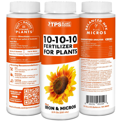 TPS NUTRIENTS Liquid 10-10-10 Fertilizer for Plants, Triple 8 oz (1/2 Pint)