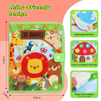 Lemrok Busy Book for Toddlers Montessori Toys- Board 1-3 Small, Farm