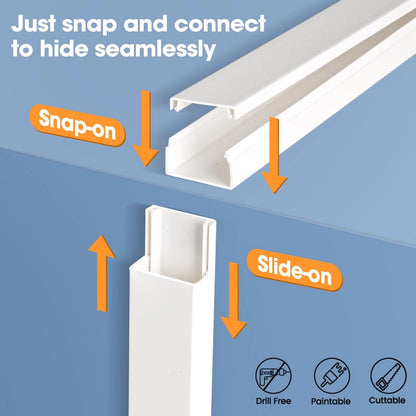 YesBes 116in Cord Hider Kit, Covers for Wires on Wall, 116in, White