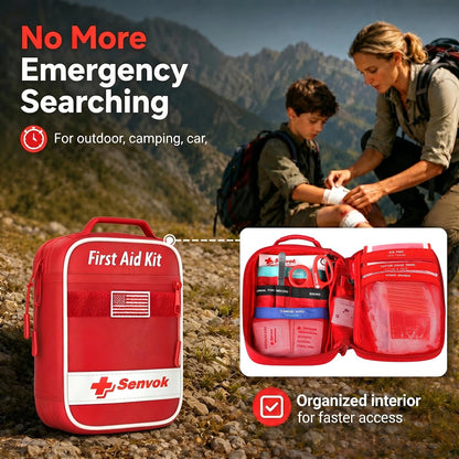 Senvok 121 Pcs Small First Aid Kit for Car, Camping, Outdoor Small, Red