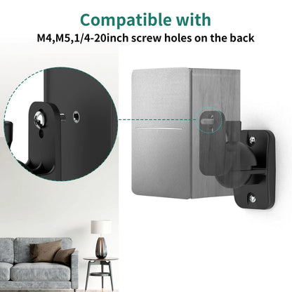 HomeMount Speaker Wall Mount Brackets - Surround & Adjustable, 2P-Black