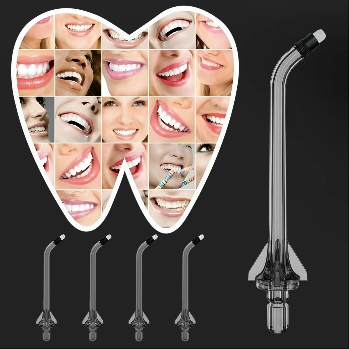 Replacement Heads for Nicwell, Oralfree, WELLFINE, 4 Orthodontic Tips, Black