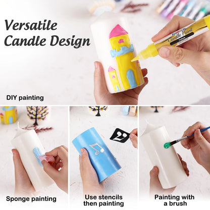 FansArriche Candle Paint, 20 Colors Wax Pen Set for 20