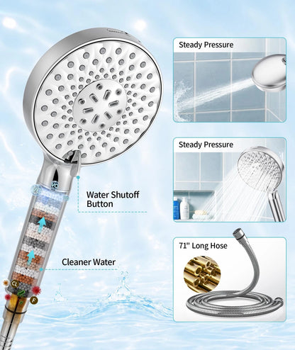 SR SUN RISE Filtered Shower Head with Handheld High Filter, Chrome 1 Filter