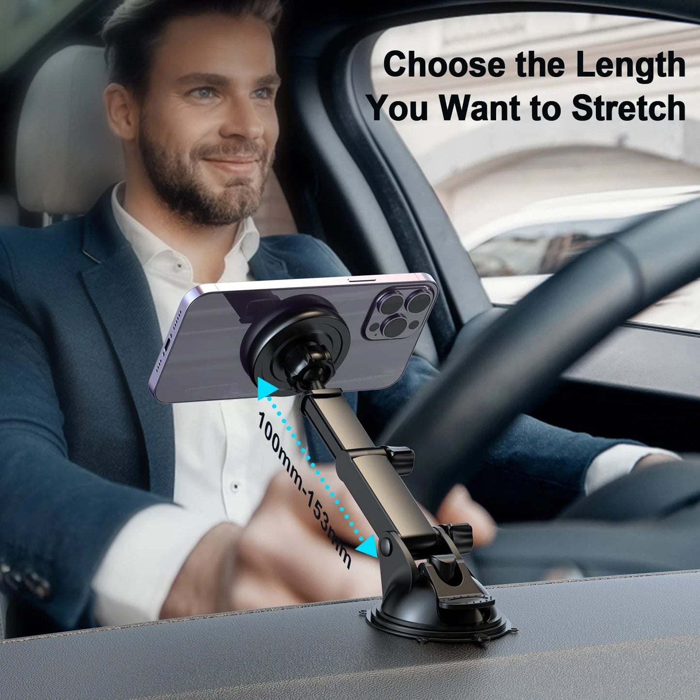 MAGJIEYX for MagSafe Car Mount Charger, Fast portable magsafe car mount, Gray