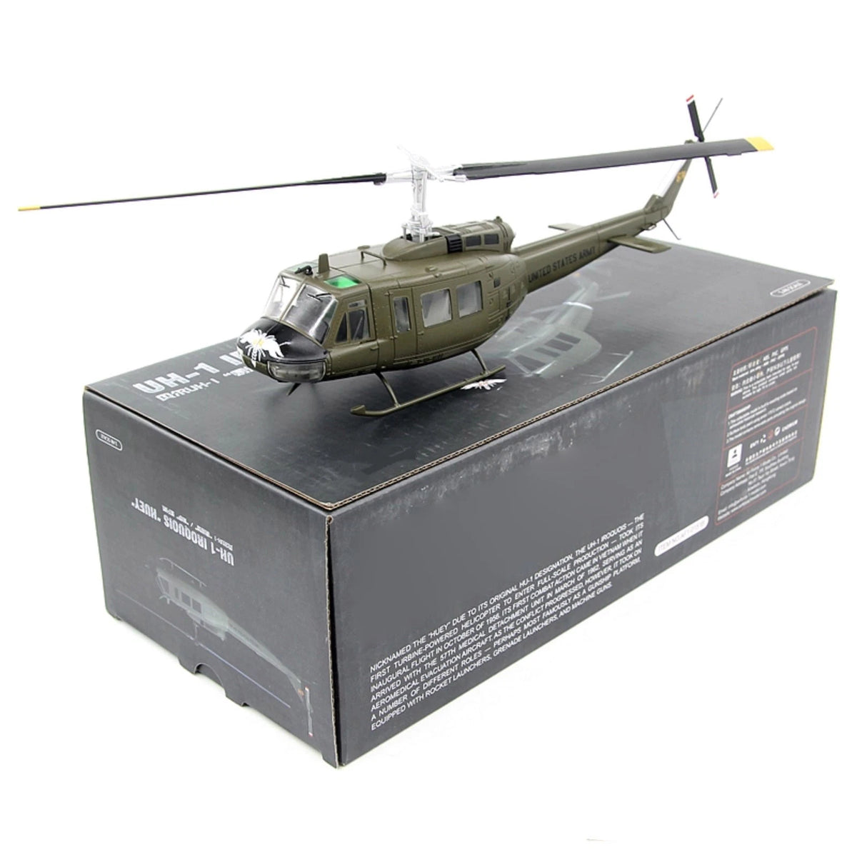 Authentic UH-1 Iroquois Helicopter Diecast Model 1:48 Scale Rotating Parts Gift