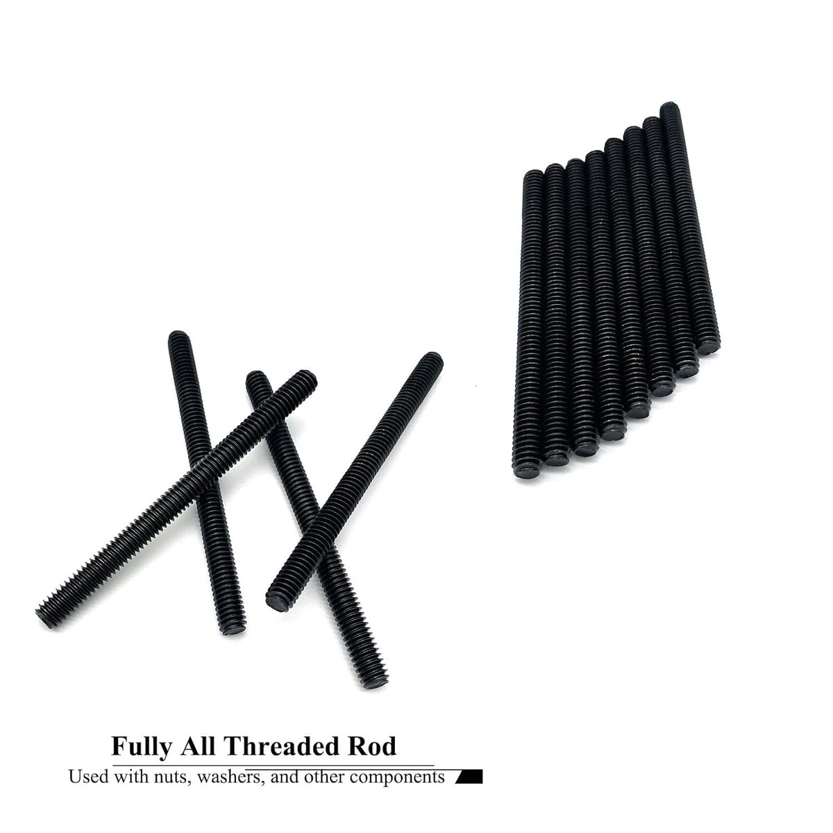 8pcs Black Zinc Fully All Threaded Rod Carbon Steel Black-Zinc 5/16x4 Inch-8P
