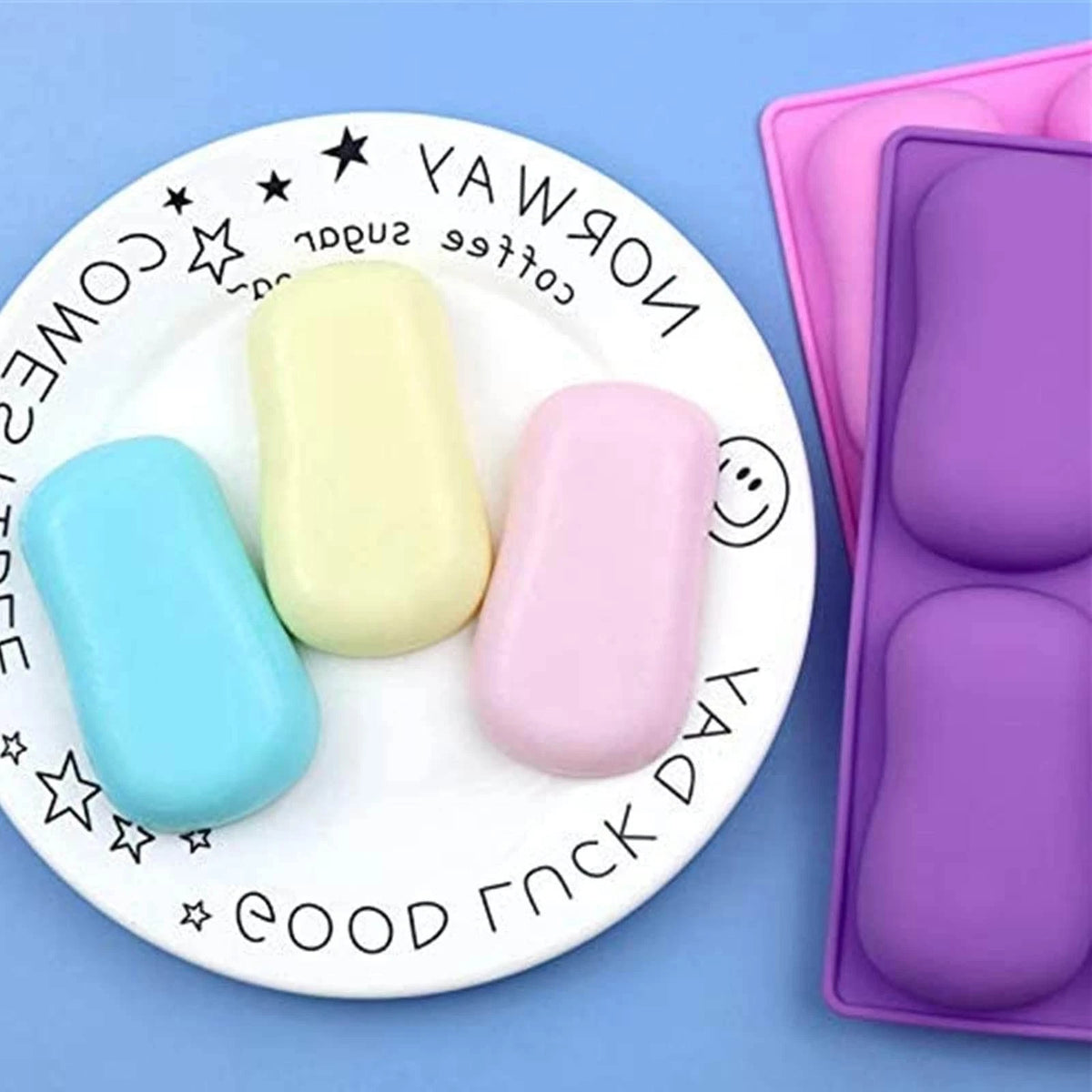 2 Pack Oval Silicone Soap Molds，6 Cavity Molds