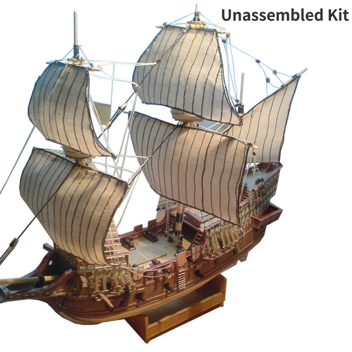 1:100 Unassembled Galeon Golden Hind 3D Paper Boat Wareship Model DIY Sailboat