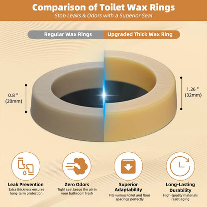 Hibbent Extra Thick Toilet Wax Ring Replacement Kit, 3 inches, Brass