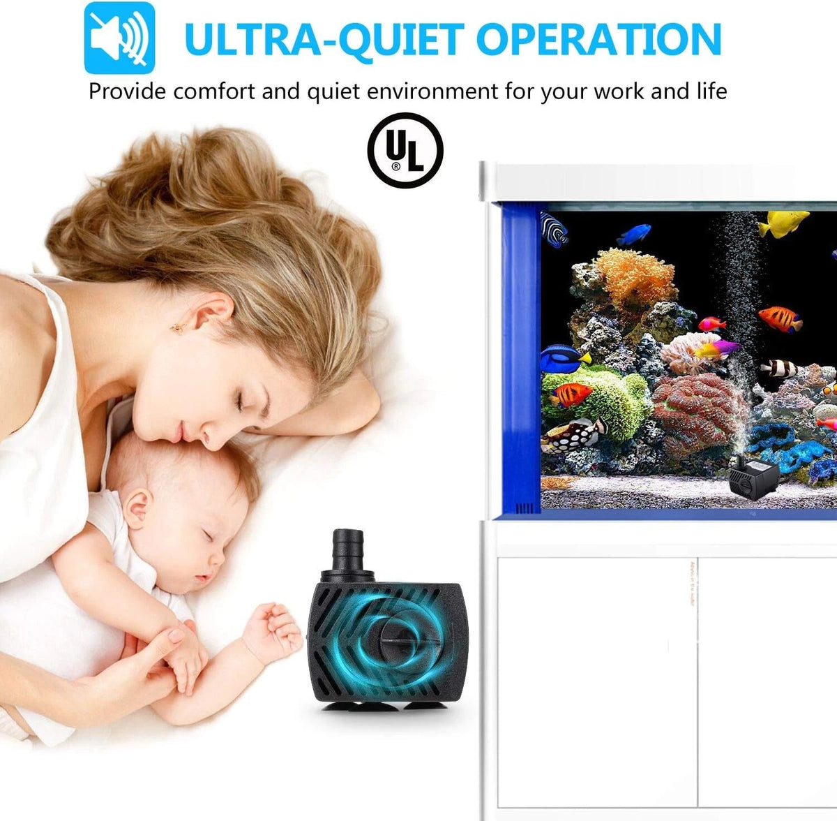 Fountain Pump, 80GPH(4W 300L/H) Submersible Water Durable Outdoor Black