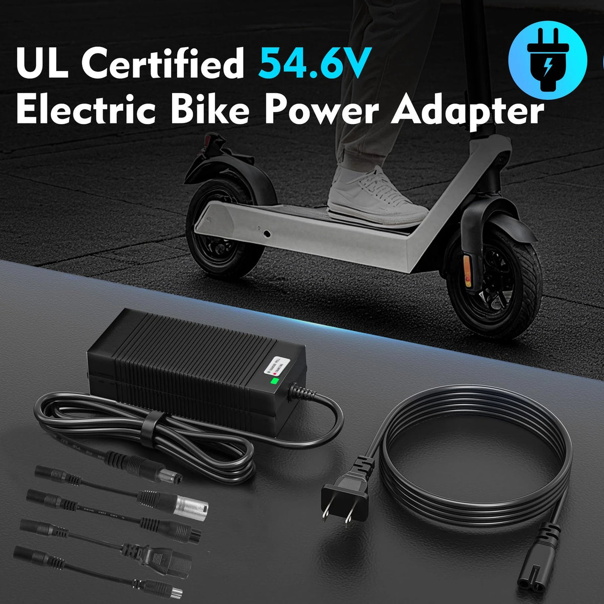 EVAPLUS 5 in 1 Plugs 54.6V Fast Charger, Universal for 48V 13S Lithium...