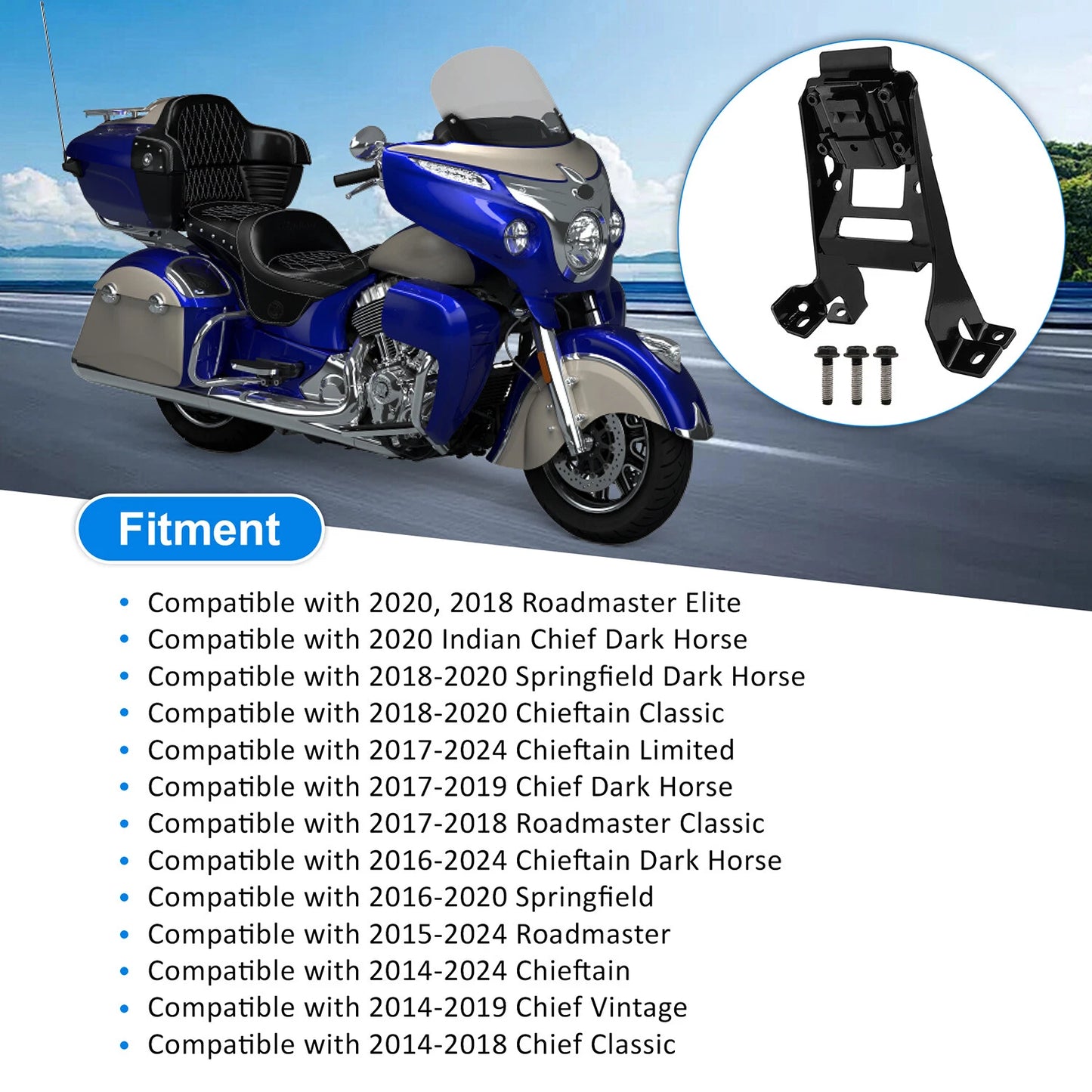 For Indian Motorcycle Driver Rider Backrest Mount, Black - 2879543