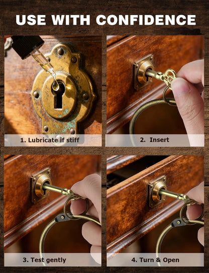 Skeleton Key, 20PCS Universal Hollow Barrel Antique Keys Gold, Black, Silver
