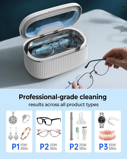 onlikin 35W Ultrasonic Jewelry Cleaner, 45KHz Retainer Cleaner for White