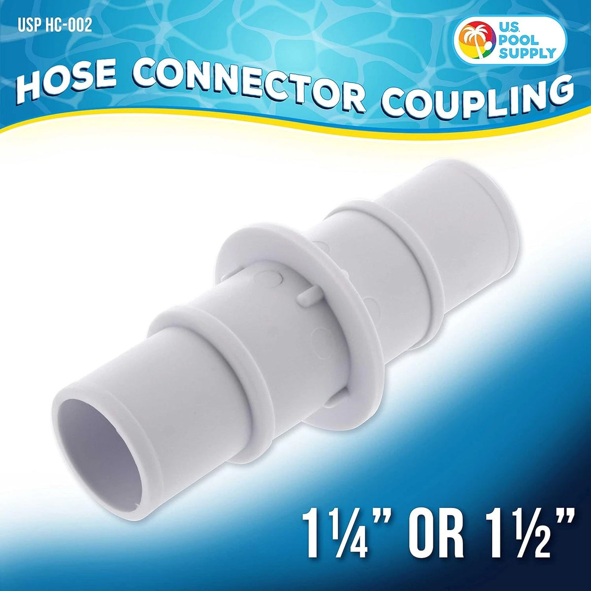 U.S. Pool Supply 1-1/4" or 1-1/2" Hose Connector 1-1/2", White