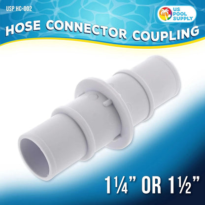 U.S. Pool Supply 1-1/4" or 1-1/2" Hose Connector 1-1/2", White
