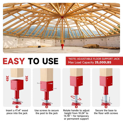 4" x Adjustable Screw Jack Post Floor Support 25000LB Capacity x
