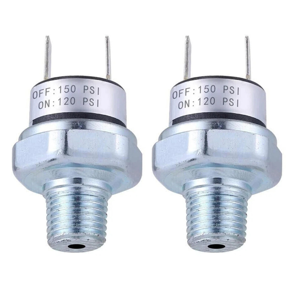 2Pcs Air Compressor Pressure Switch 120-150 PSI For Air Tank 1/4"-18 NPT Port