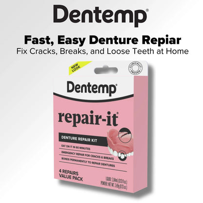 Dentemp Repair Kit - Repair-It Advanced Formula 1 Pack (4 Repairs), Pink