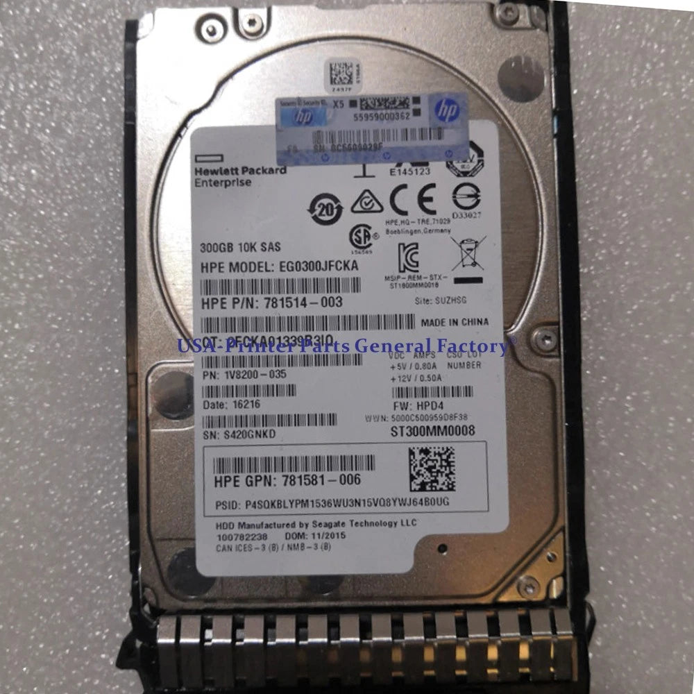Fits For 785067-B21 768788-001 785410-001 HP 300GB 12G SAS 10K SFF 2.5"SC HDD