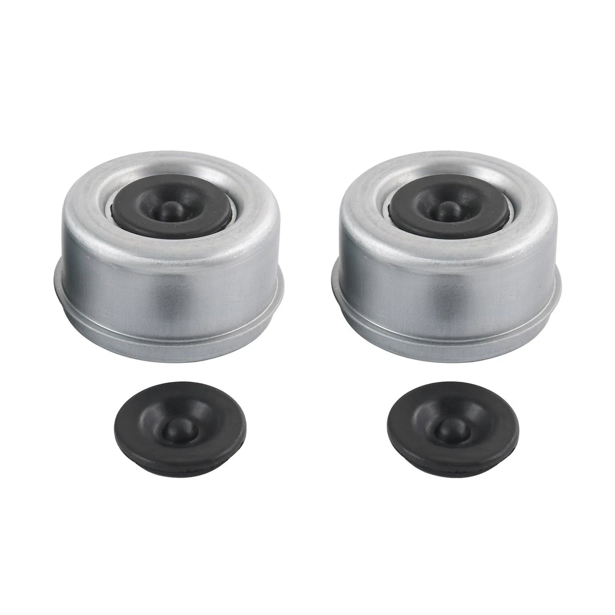 2pcs 2.72" Wheel Hub with Extra 2 Rubber Plugs, Silver Tone, Black