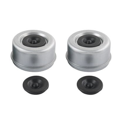 2pcs 2.72" Wheel Hub with Extra 2 Rubber Plugs, Silver Tone, Black