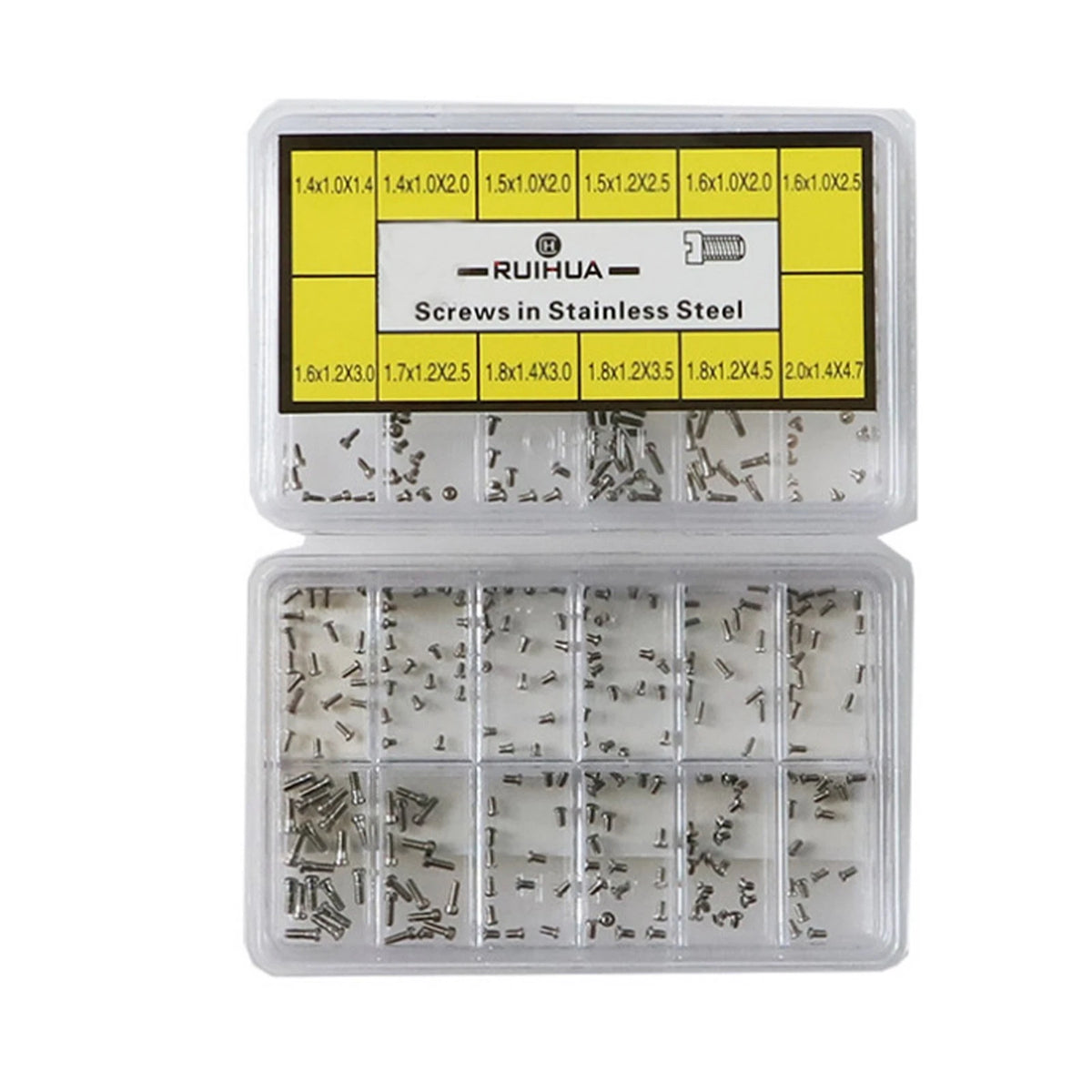 Assortment of 240 Stainless Steel Screws for Watch Back Case 12 sizes W/Box