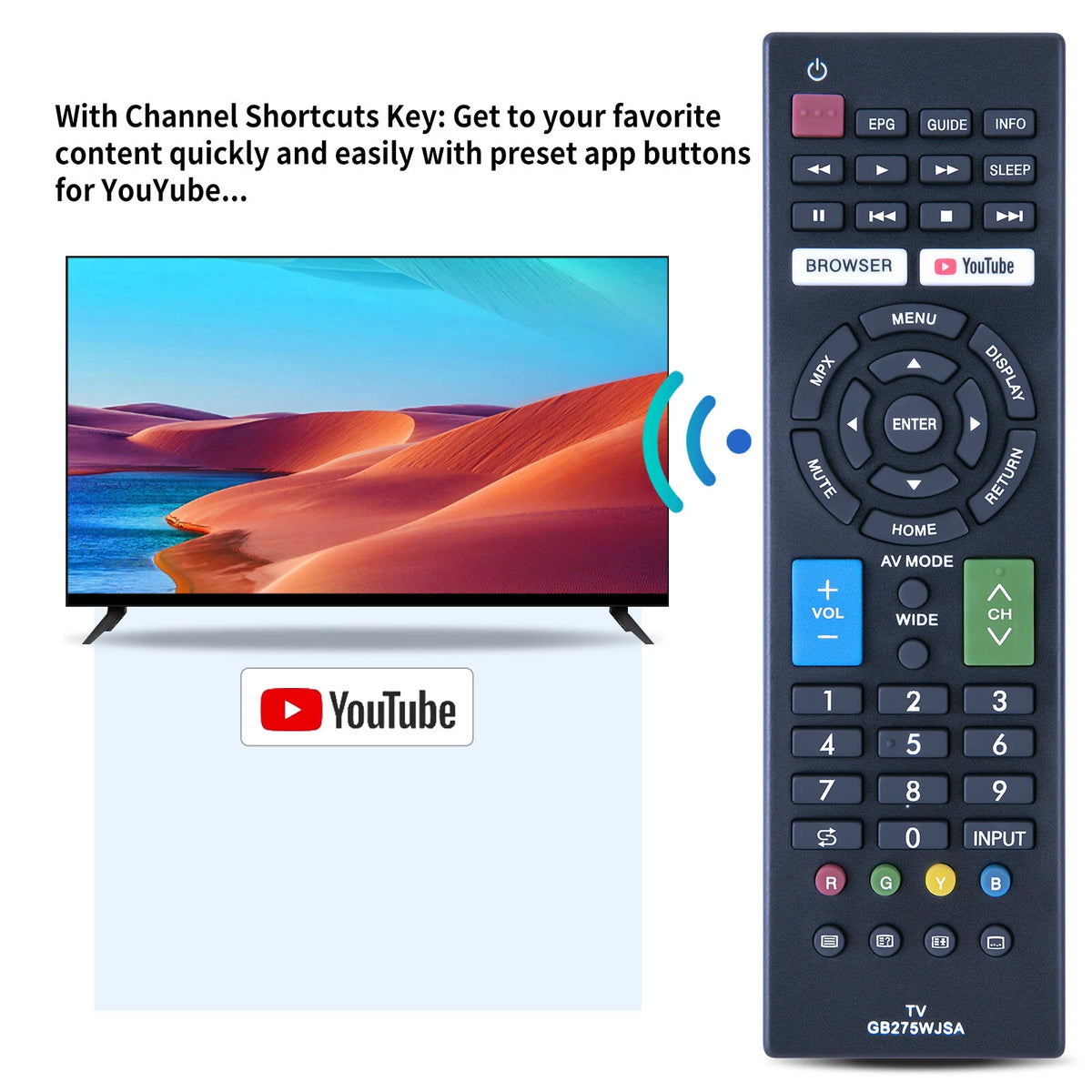 GB275WJSA Replacement Remote Control For Sharp TV