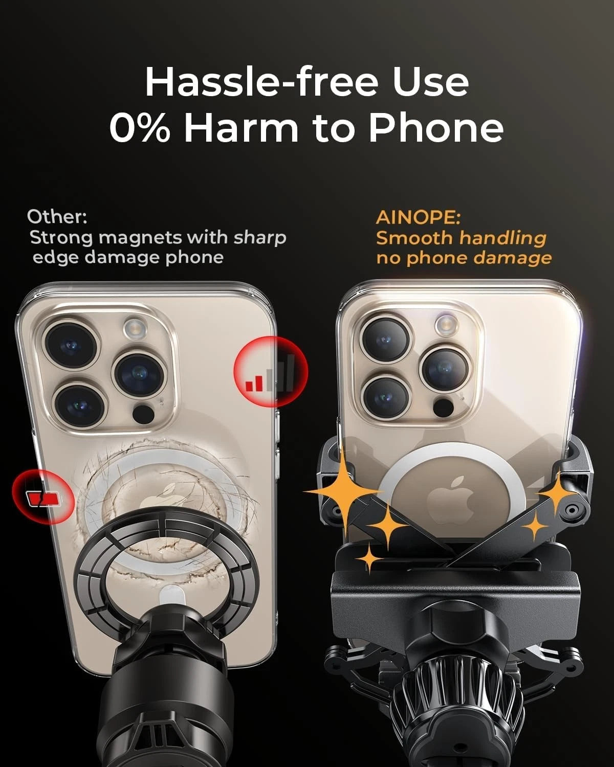 AINOPE Car Vent Phone Mount Holder for iPhone 17 Pro Max Compact, Black